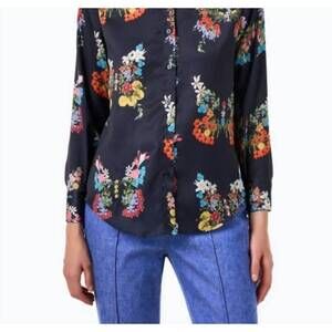 NEW VILAGALLO mariposa floral blouse in black